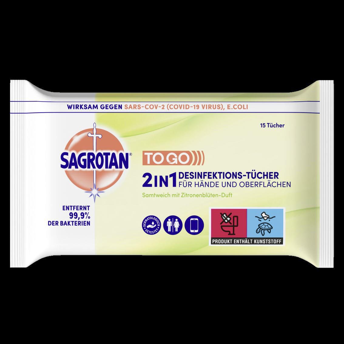 SAGROTAN® Desinfektionstücher 2in1 15 Tücher