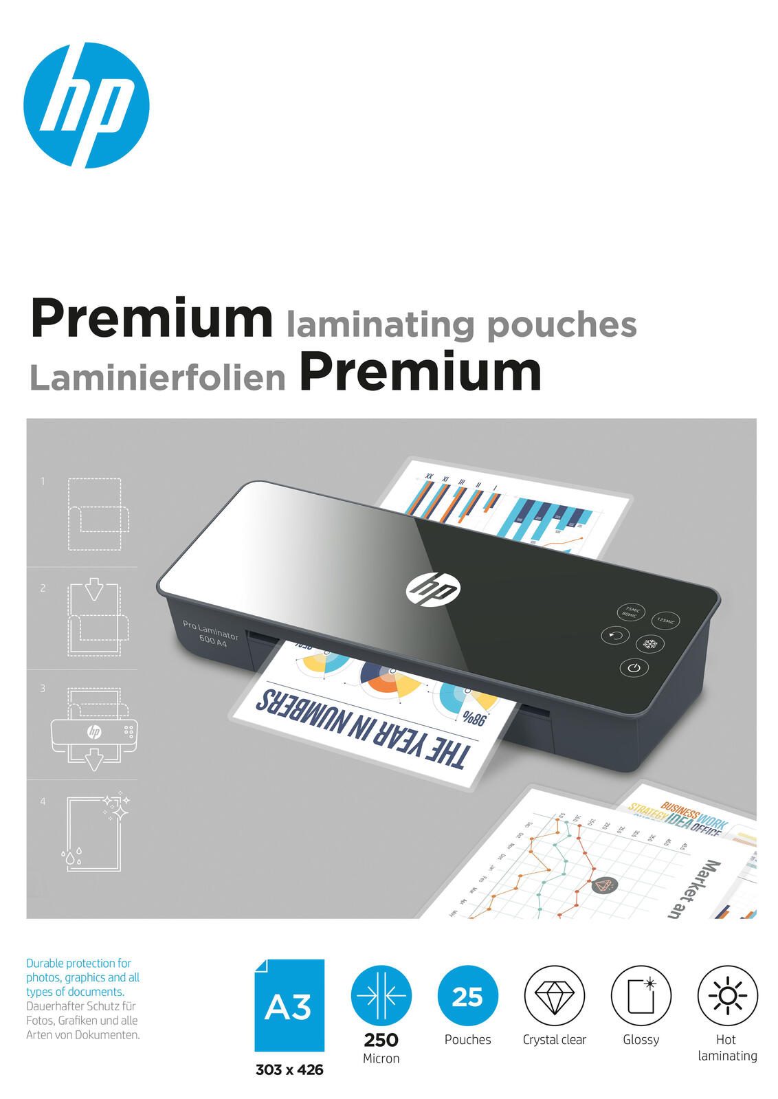 HP Laminierfolien glänzend 250 mikron A3