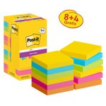Post-it® Carnival Haftnotizen extrastark farbsortiert 8 Blöcke + GRATIS 4 Blöcke