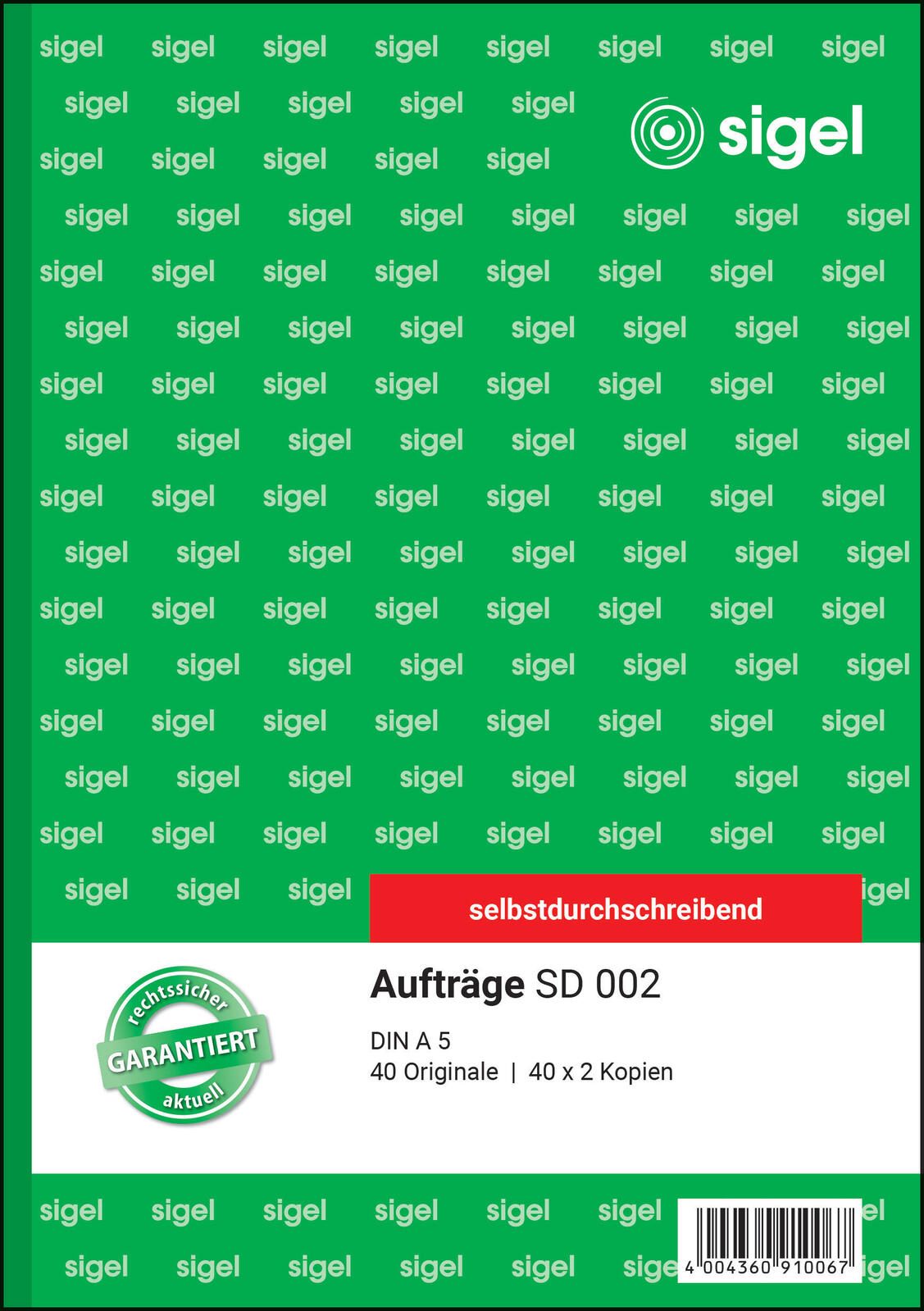 SIGEL Formularbuch Auftrag DIN A5 3x 40 Seiten