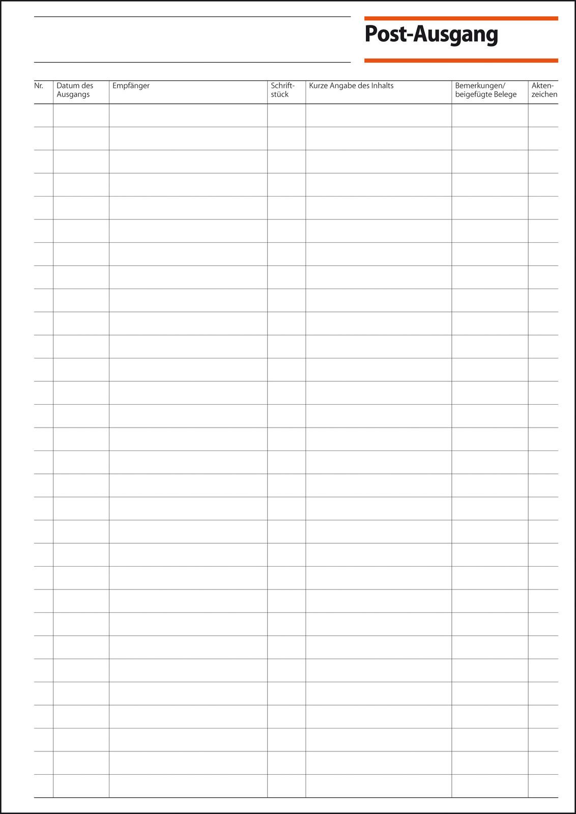 SIGEL Formularbuch Post-Eingang-/Ausgangsbuch DIN A4 50 Seiten
