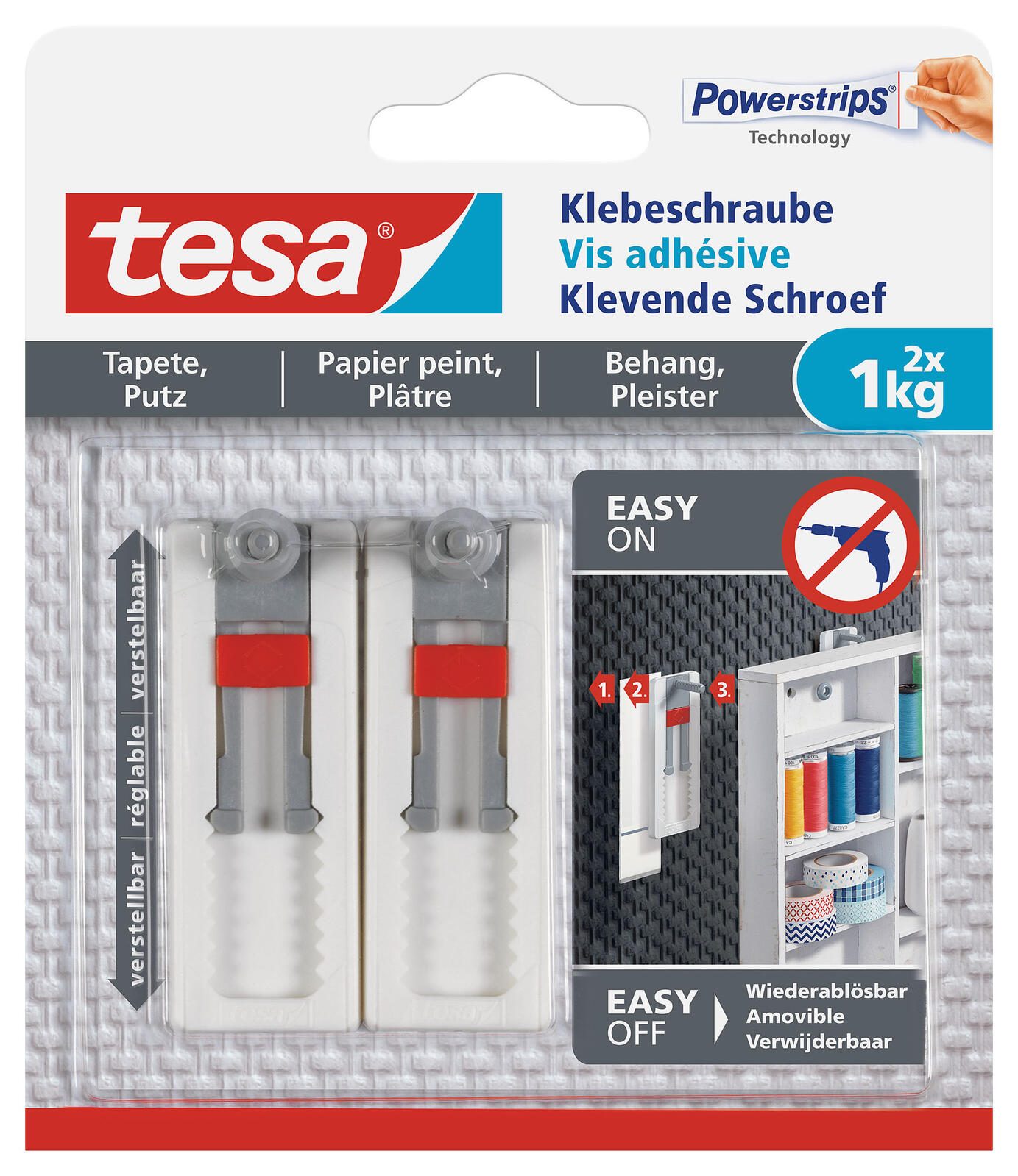 tesa Klebeschraube 2.4 cm  x 6.4 cm weiß