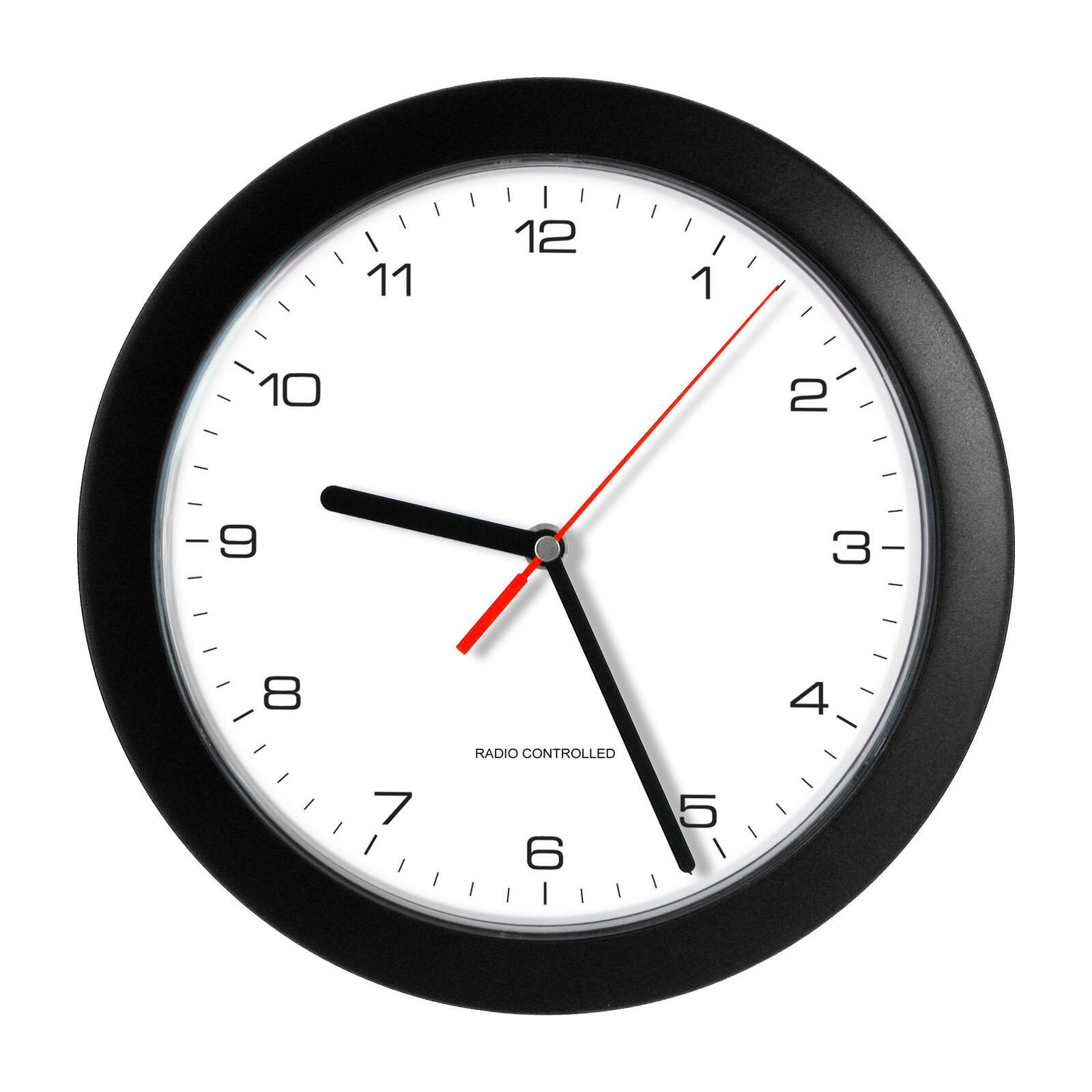 PEWETA Funkwanduhr Design Ø 25 cm schwarz