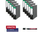Grüner Balken Ordner schwarz marmoriert DIN A4 8,0 cm + gratis Edding