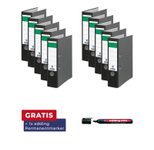 Grüner Balken Ordner schwarz marmoriert DIN A4 8,0 cm + gratis Edding