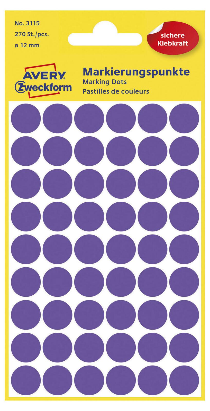 AVERY Zweckform Klebepunkte Ø 12,0 mm violett