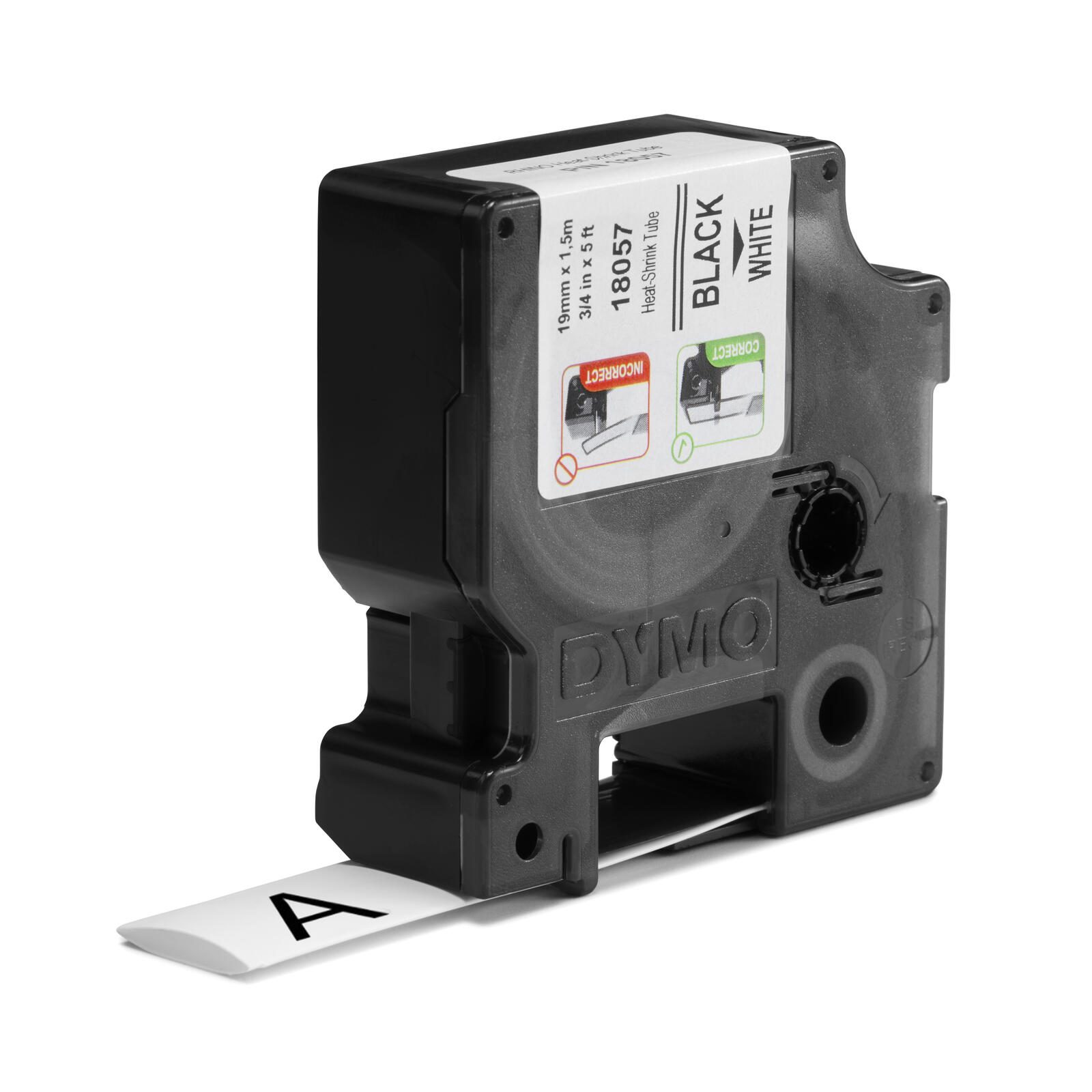 DYMO® Original IND-Heißschrumpfschlauch für Rhino, Polyolefin - schwarz auf weiss