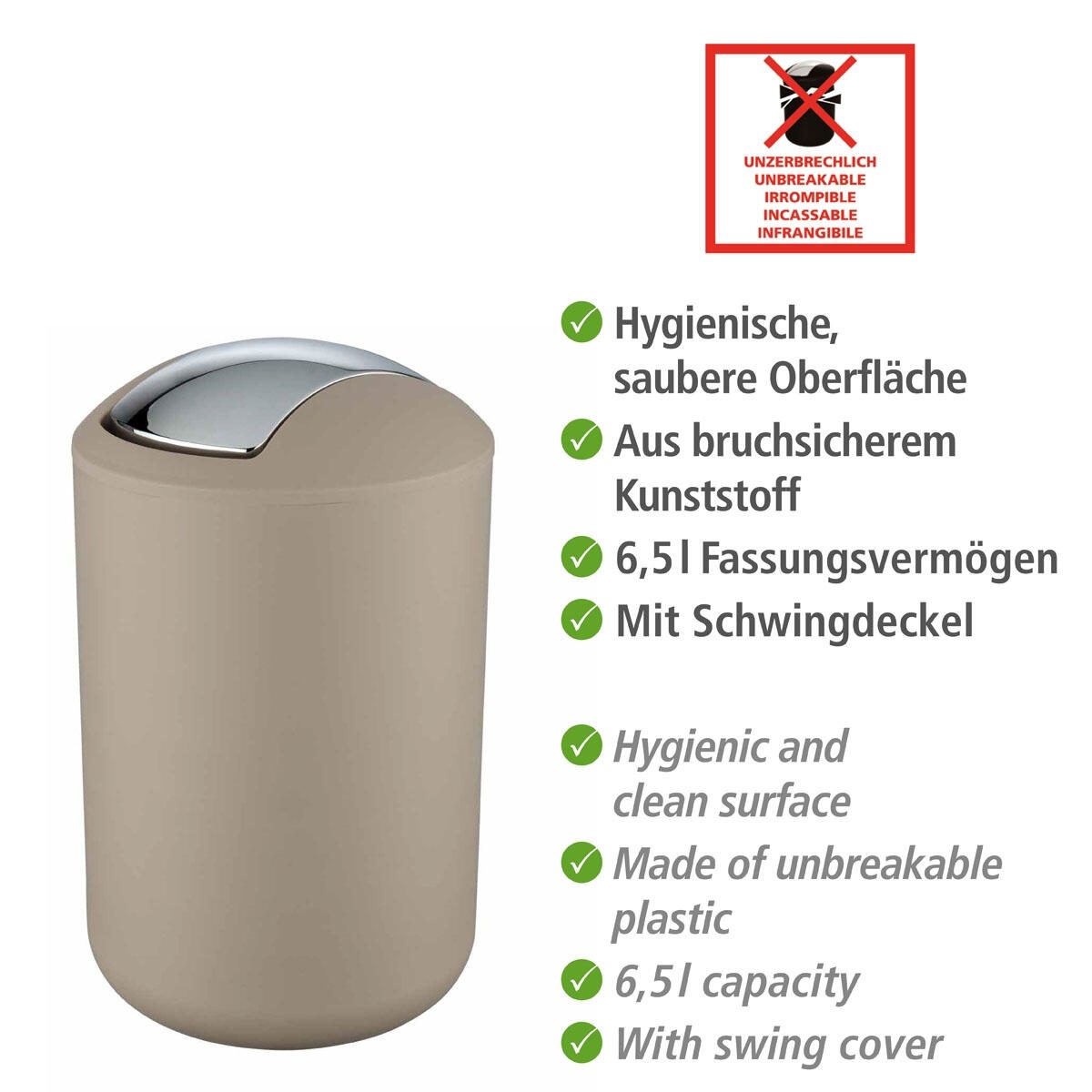 WENKO Kosmetikeimer 6,5 l taupe