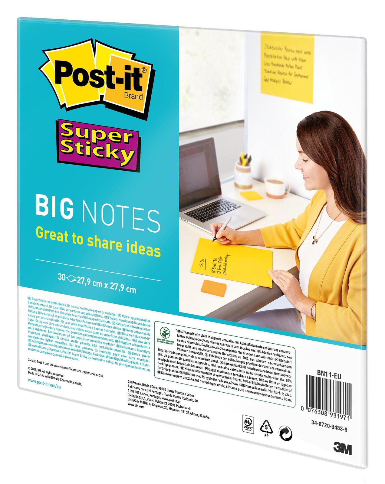 Post-it® Jumbo-Haftnotizen 27,9 x 27,9 cm