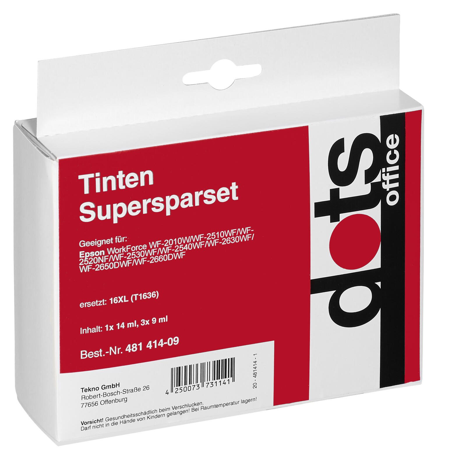 dots Druckerpatronen kompatibel zu EPSON T1636XL, 4er-Set schwarz, cyan, magenta, gelb