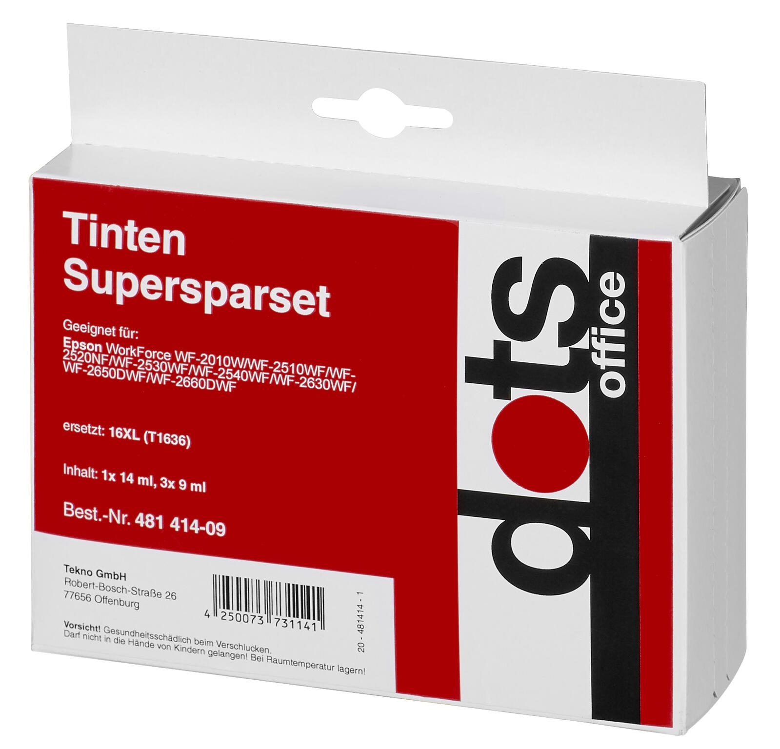 dots Druckerpatronen kompatibel zu EPSON T1636XL, 4er-Set schwarz, cyan, magenta, gelb