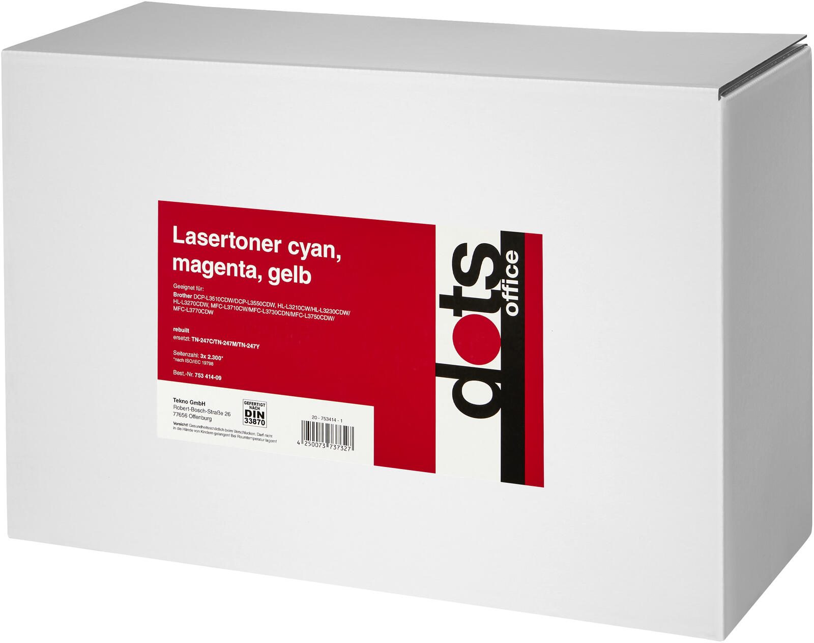 dots Toner kompatibel zu brother TN-247C/M/Y, 3er-Set cyan, magenta, gelb