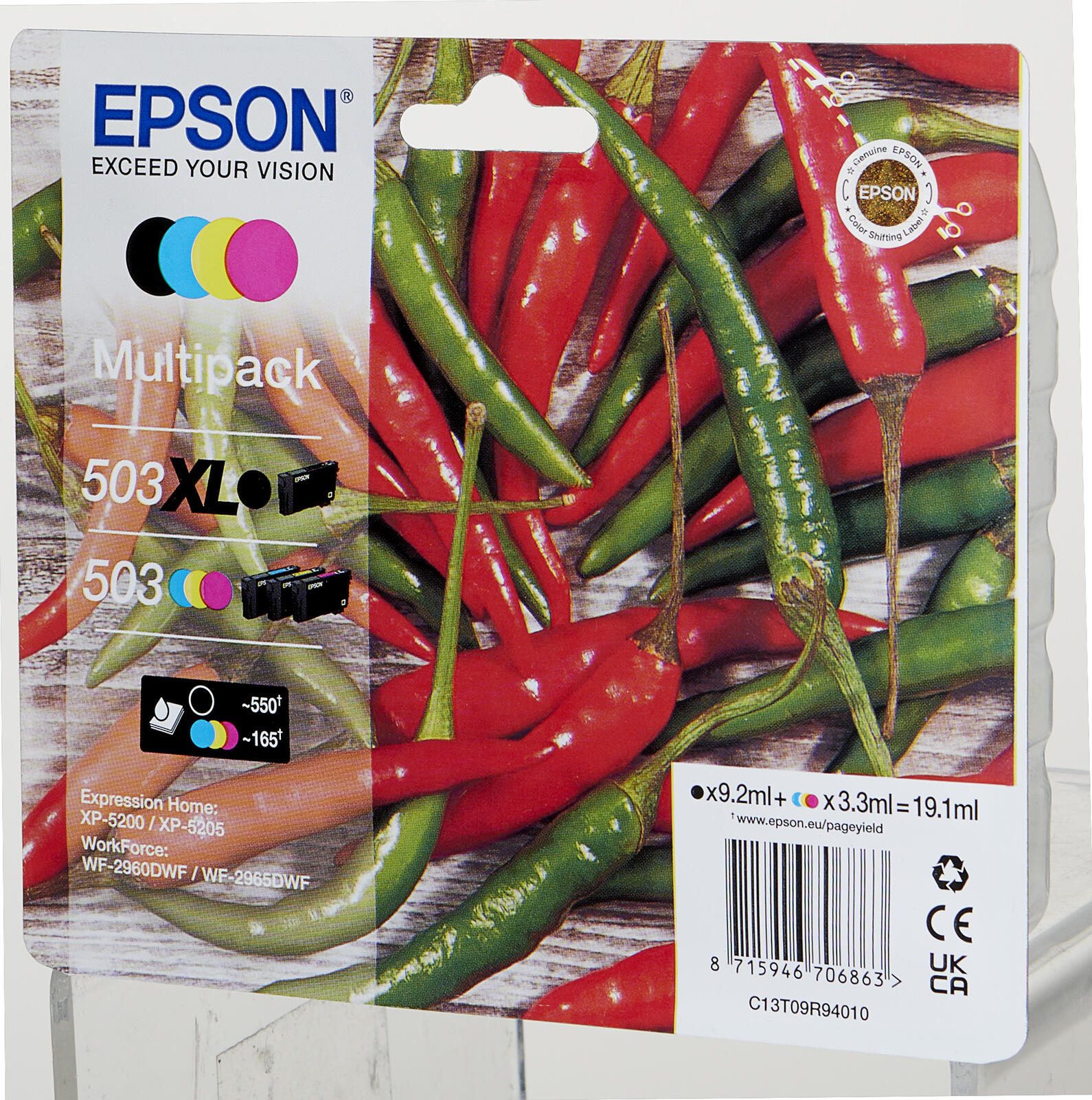Epson Original Druckerpatronen 503/503XL T09R94 Multipack schwarz cyan magenta gelb
