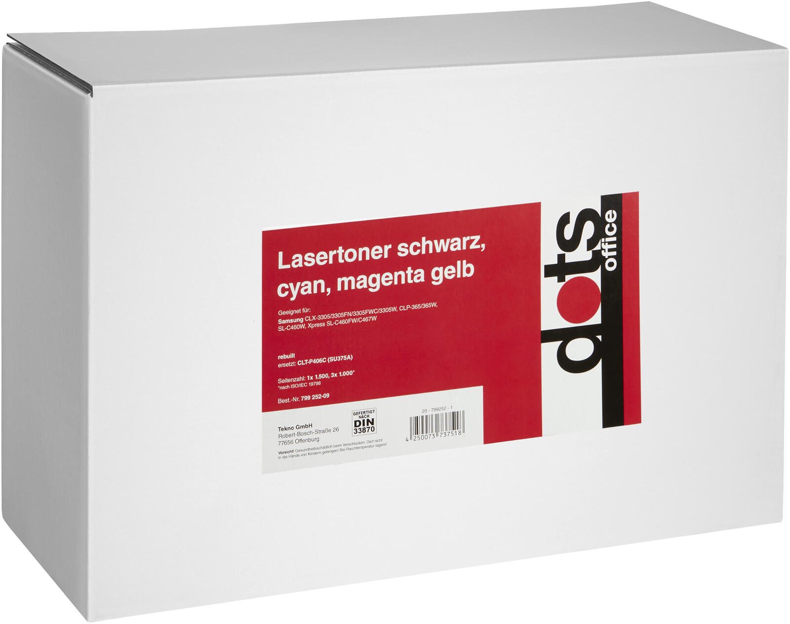 dots Toner kompatibel zu SAMSUNG CLT-P406C (SU375A), 4er-Set schwarz, cyan, magenta, gelb