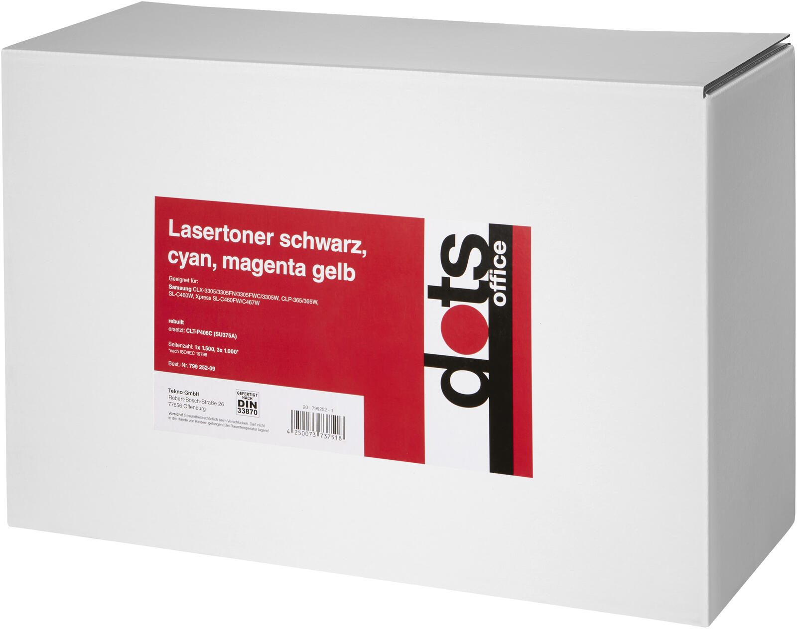 dots Toner kompatibel zu SAMSUNG CLT-P406C (SU375A), 4er-Set schwarz, cyan, magenta, gelb