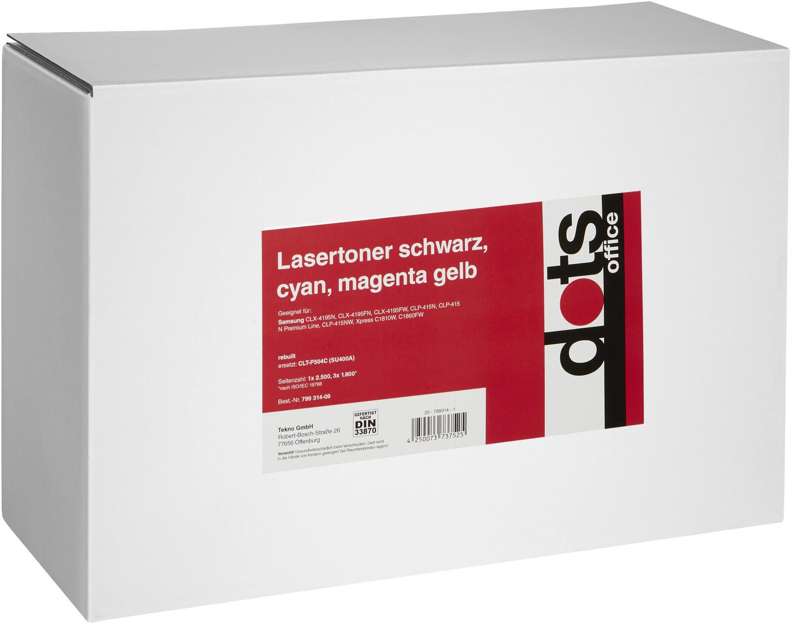 dots Toner kompatibel zu SAMSUNG CLT-P504C (SU400A), 4er-Set schwarz, cyan, magenta, gelb