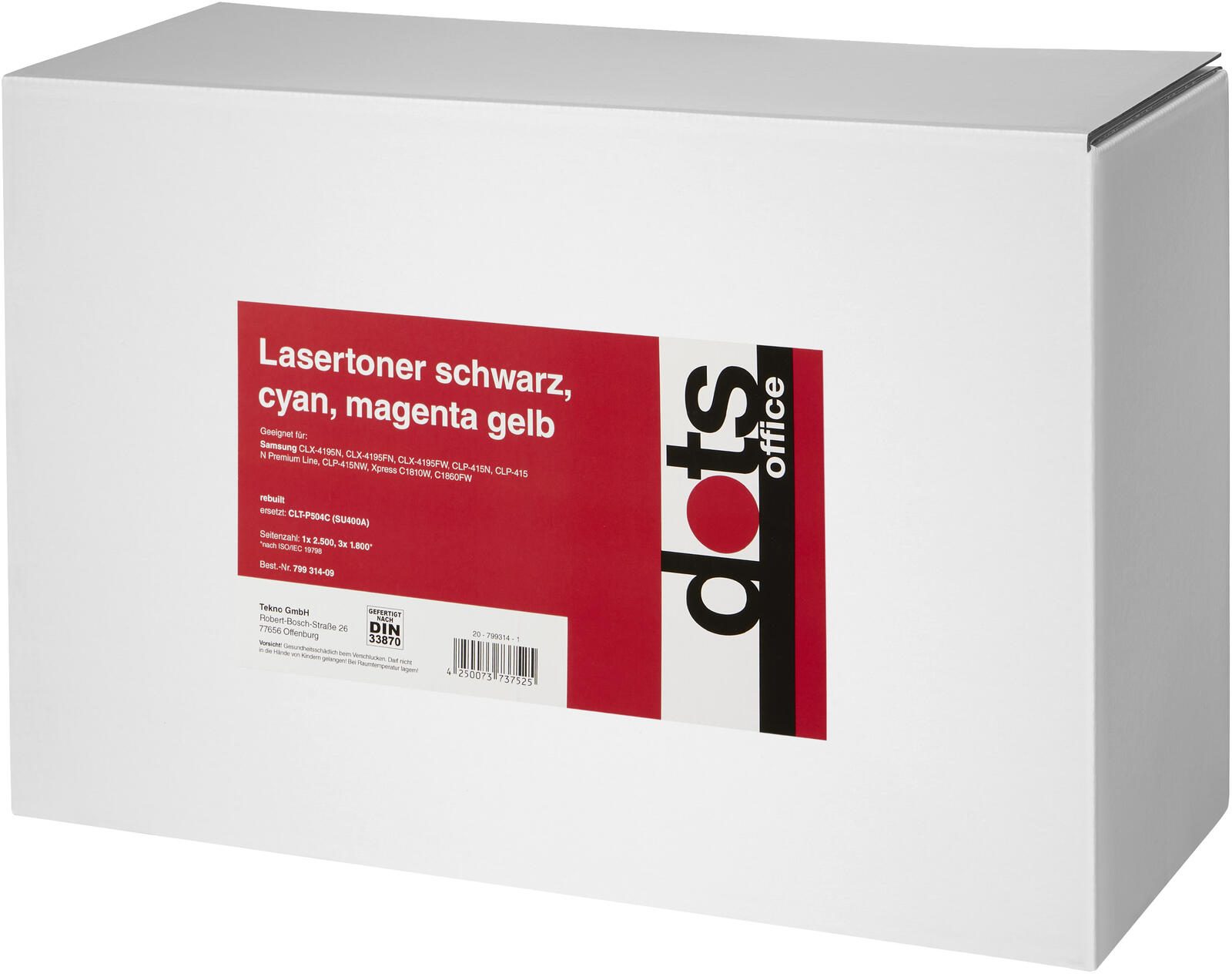 dots Toner kompatibel zu SAMSUNG CLT-P504C (SU400A), 4er-Set schwarz, cyan, magenta, gelb