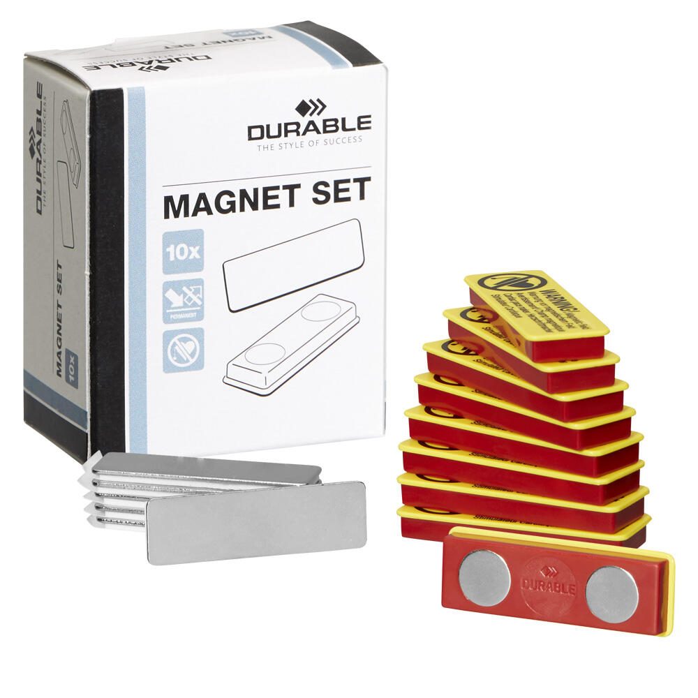 DURABLE Selbstklebende Magnete rot/gelb