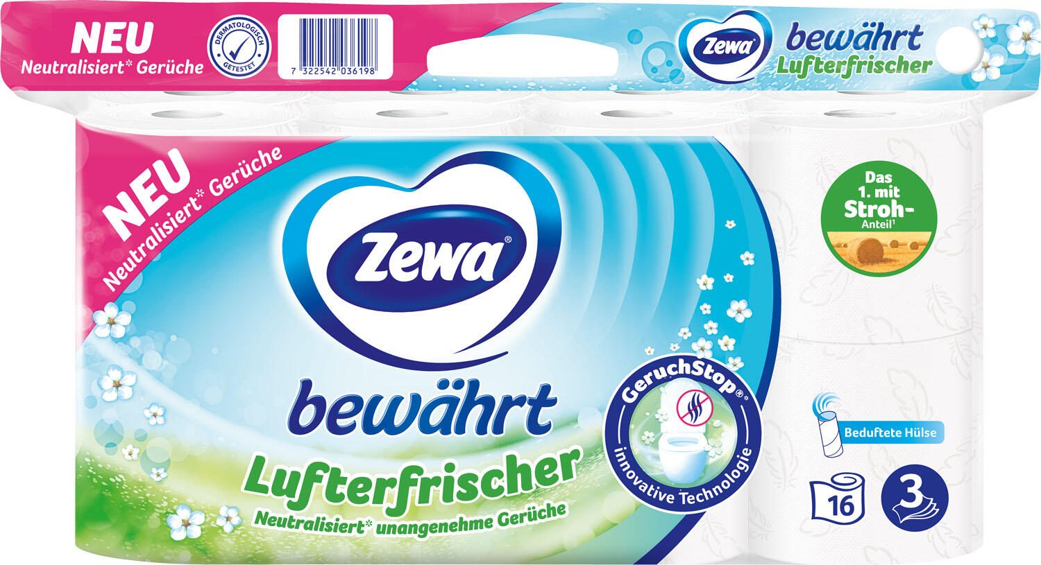Zewa Toilettenpapier mit Geruchstop®-Technologie 3-lagig