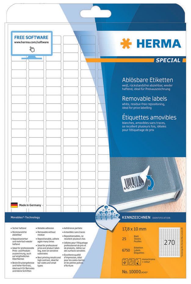 HERMA Etiketten 10000 weiß 17,8 x 10,0 mm