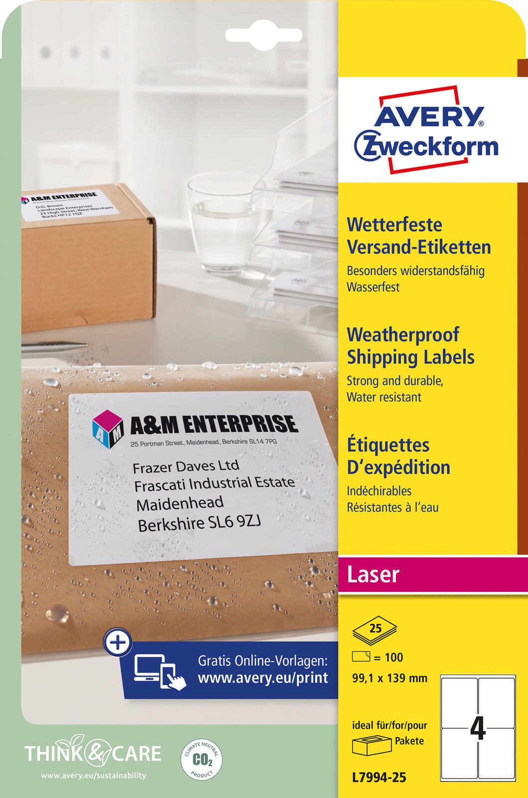 AVERY Zweckform Folien-Versandetiketten 99,1 x 139,0 mm