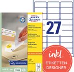 AVERY Zweckform Etiketten L4737REV-100 weiß 63,5 x 29,6 mm