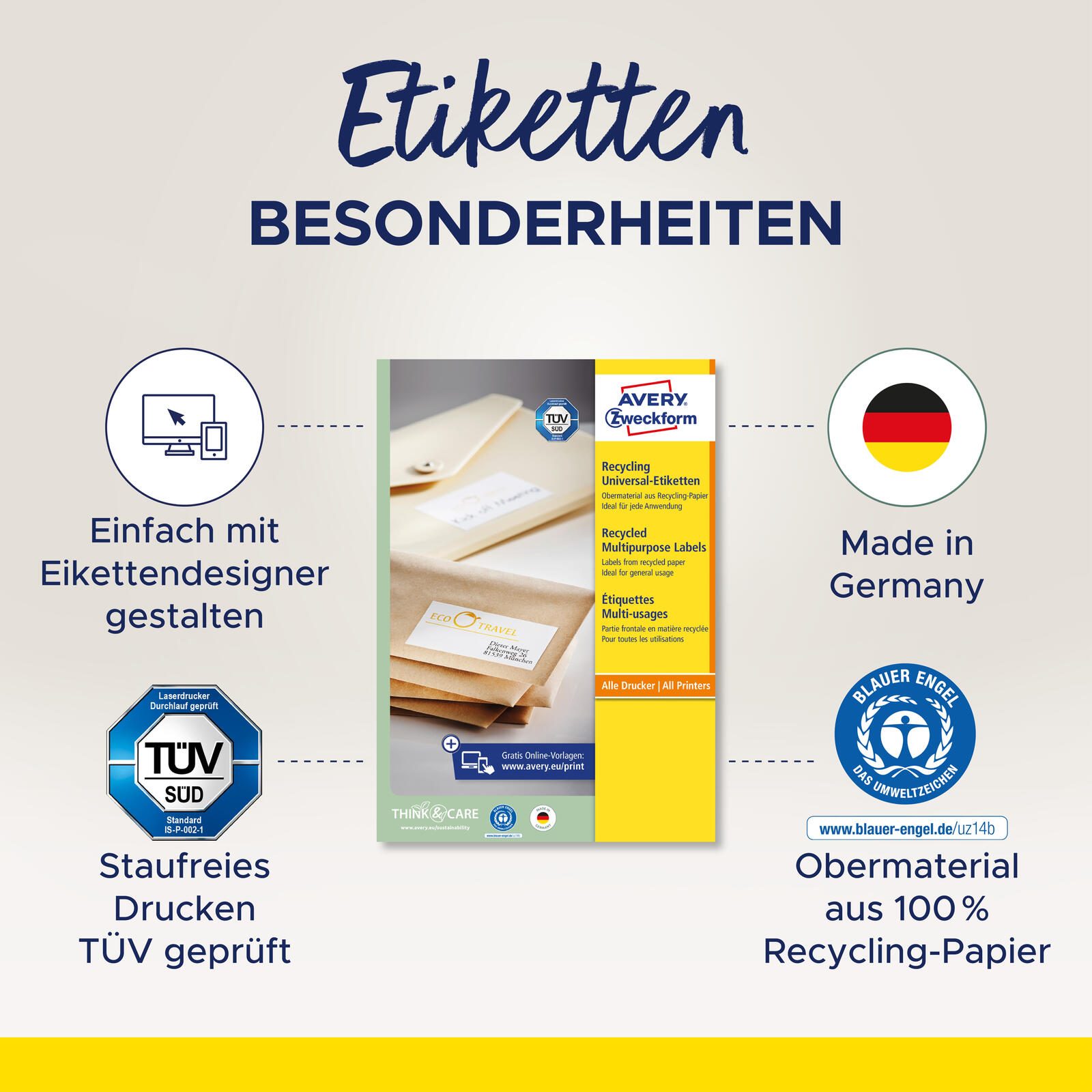AVERY Zweckform Etiketten LR3424-10 weiß 105,0 x 48,0 mm