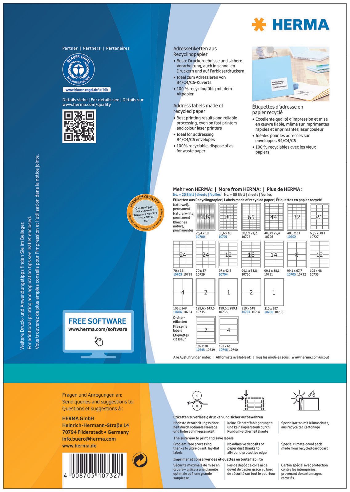 HERMA Etiketten 10732 weiß 99,1 x 67,7 mm