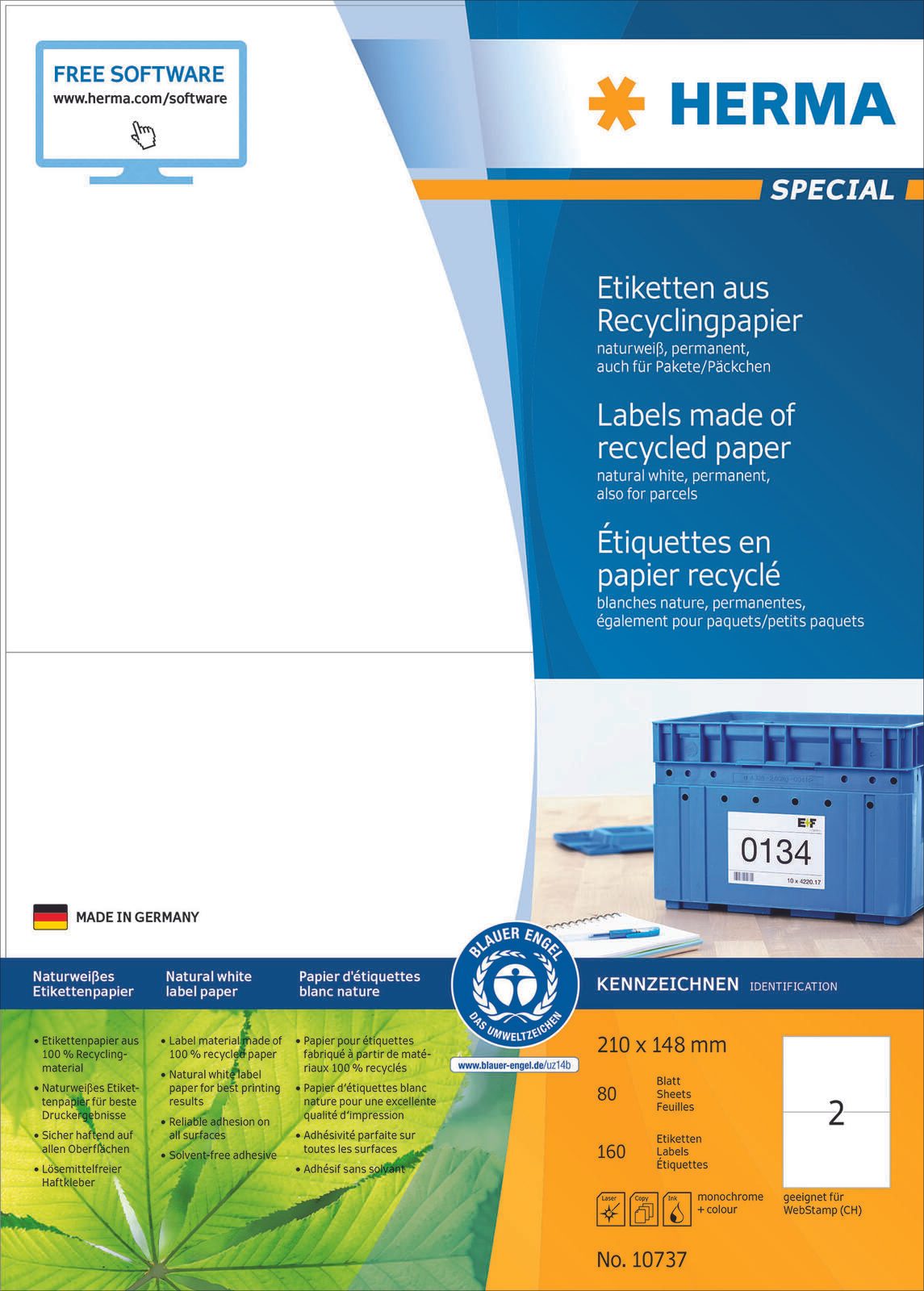 HERMA Etiketten 10737 weiß 210,0 x 148,0 mm