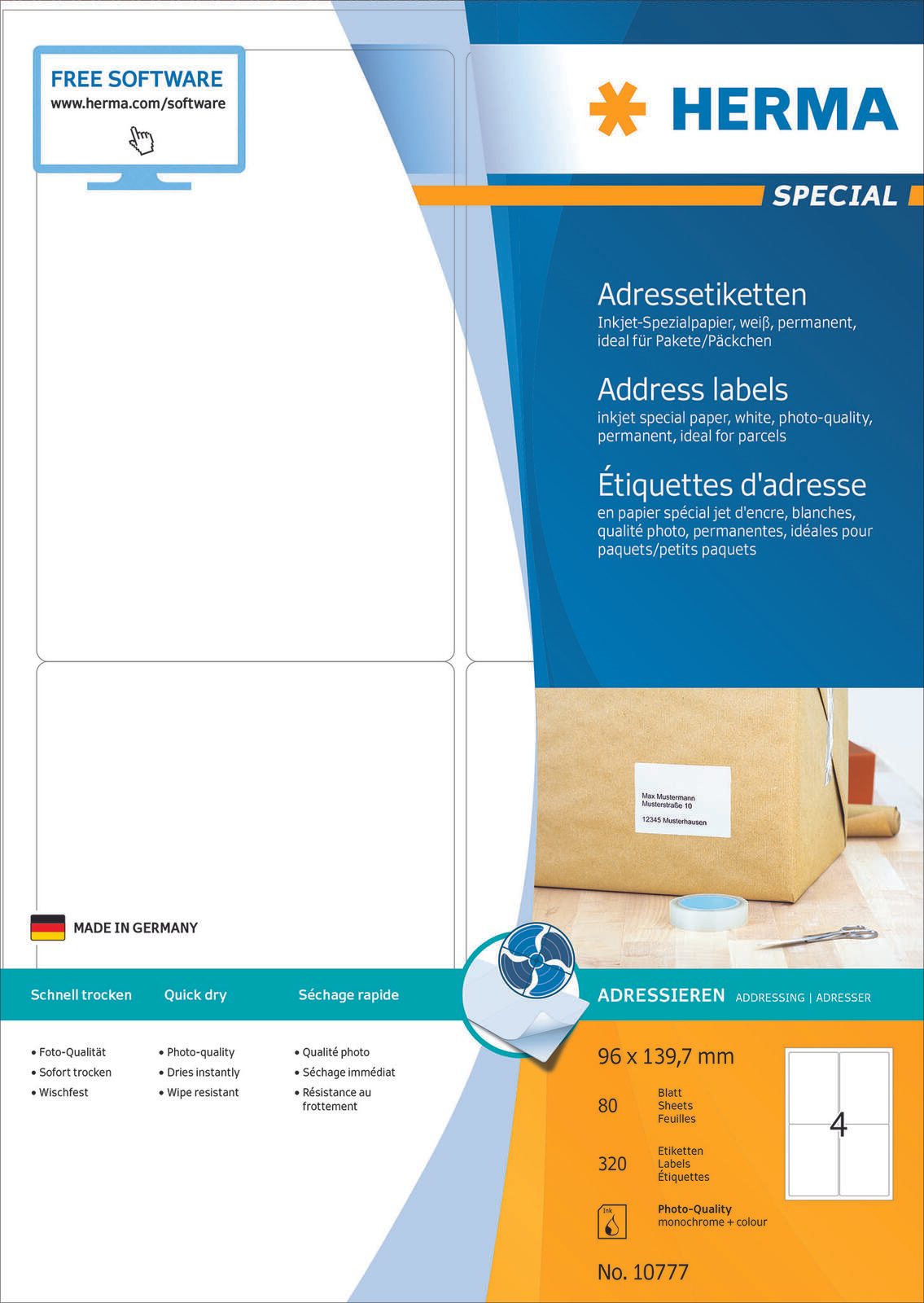 HERMA Adressetiketten 10777 weiß 96,0 x 139,7 mm