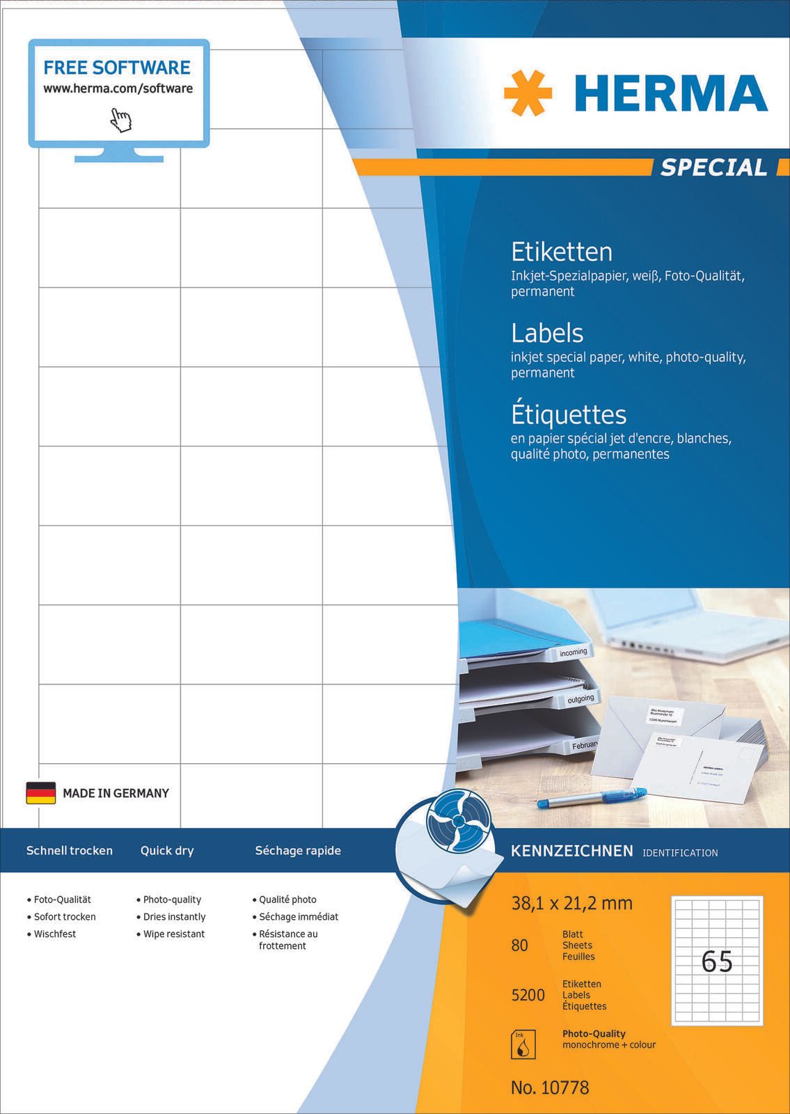 HERMA Etiketten 10778 weiß 38,1 x 21,2 mm