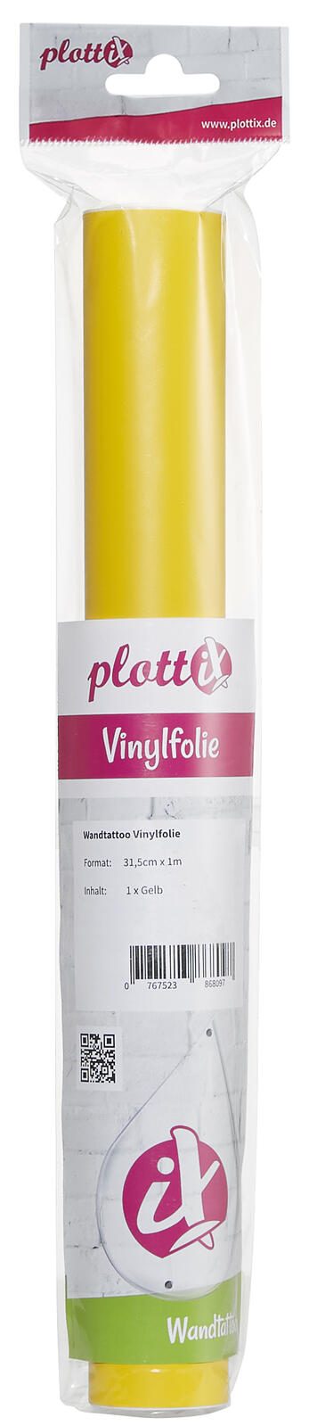 plottiX Wandtattoo-Folie 31.5 cm x 1 m gelb