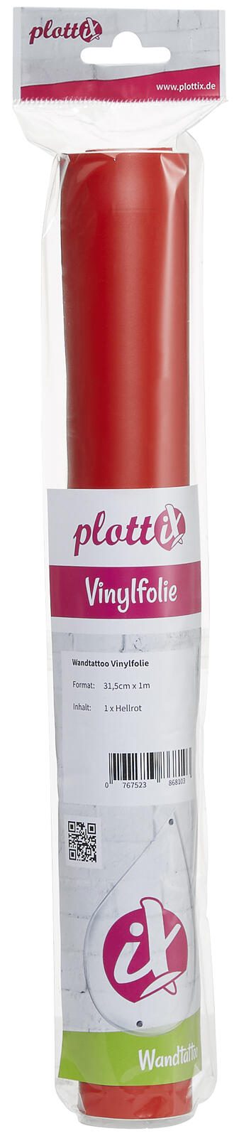 plottiX Wandtattoo-Folie 31.5 cm x 1 m hellrot
