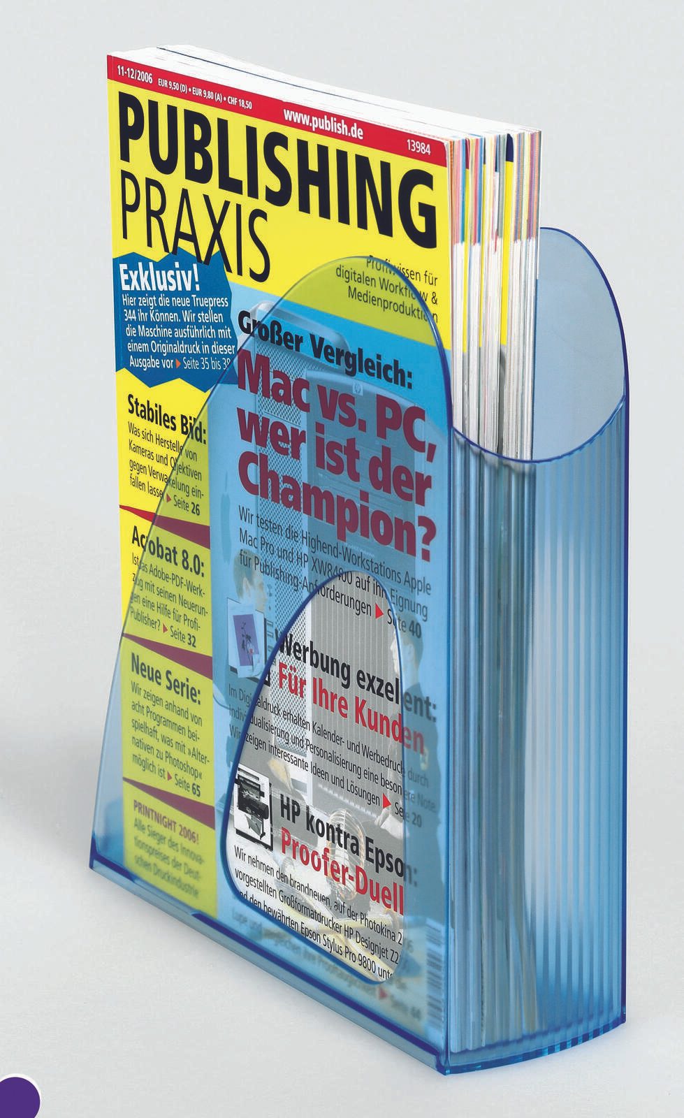 HAN Stehsammler antistatisches, schwermetallfreies Polystyrol blau-transparent , DIN C4