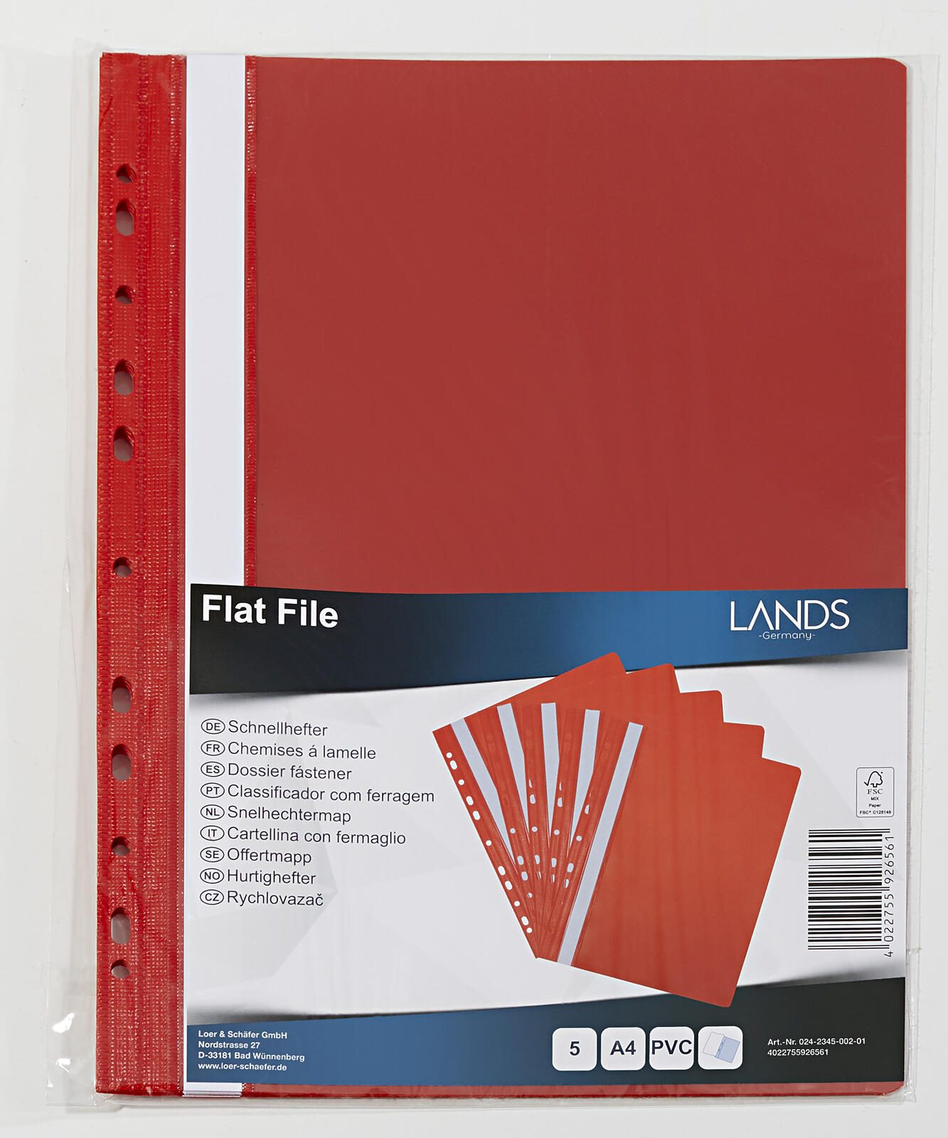 Lands Schnellhefter DIN A4 PVC rot
