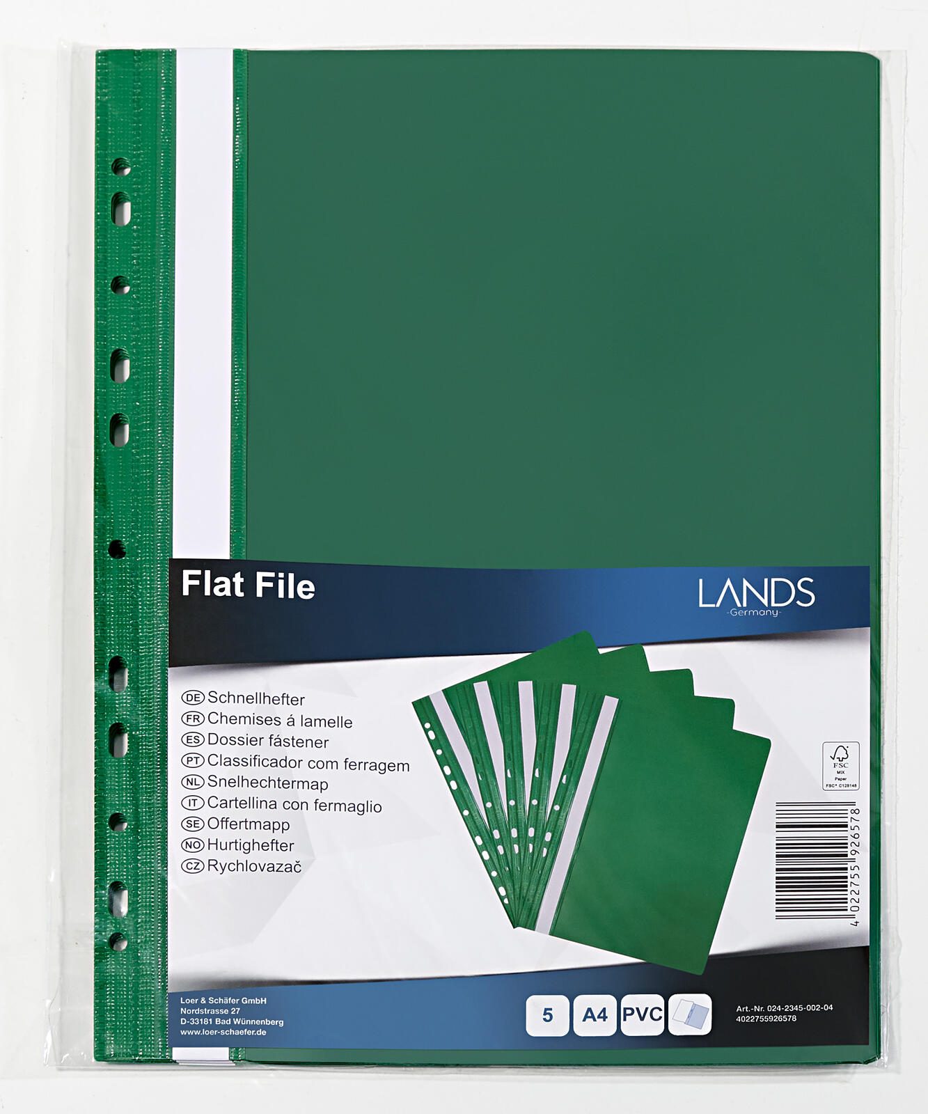 Lands Schnellhefter DIN A4 PVC grün