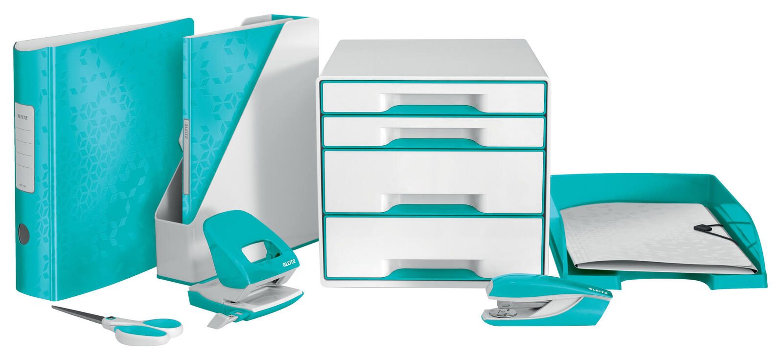 LEITZ Stehsammler Polystyrol perlweiß/eisblau , DIN A4