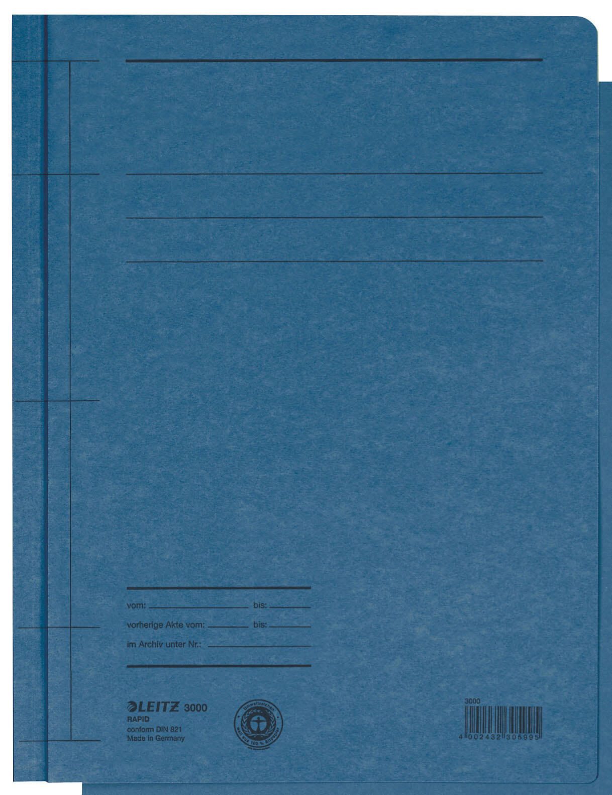 LEITZ Schnellhefter DIN A4 Stabiler Manila-Karton blau