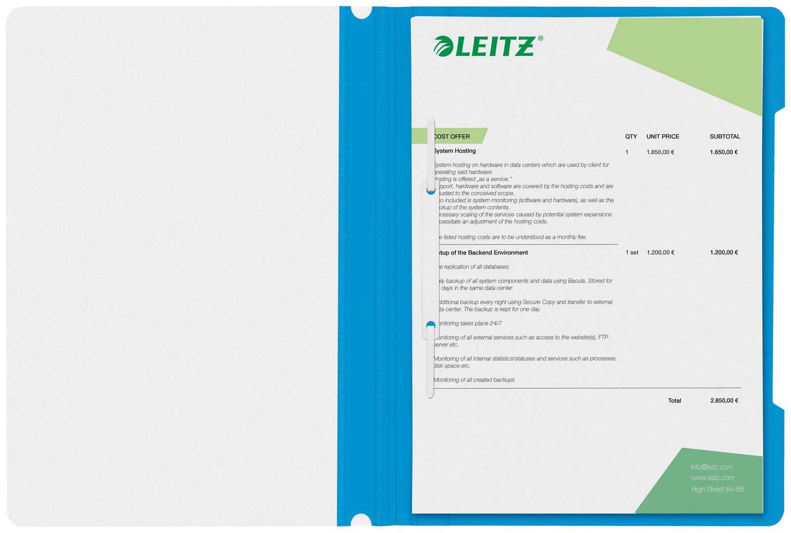 LEITZ Schnellhefter DIN A4 PVC hellblau