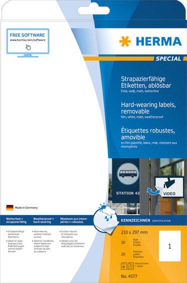 HERMA wetterfeste Folienetiketten 210,0 x 297,0 mm