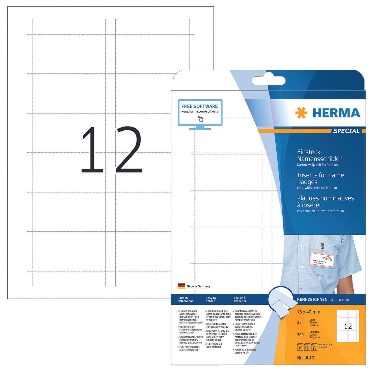 HERMA Einsteckschilder für Namensschilder 7,5 x 4,0 cm