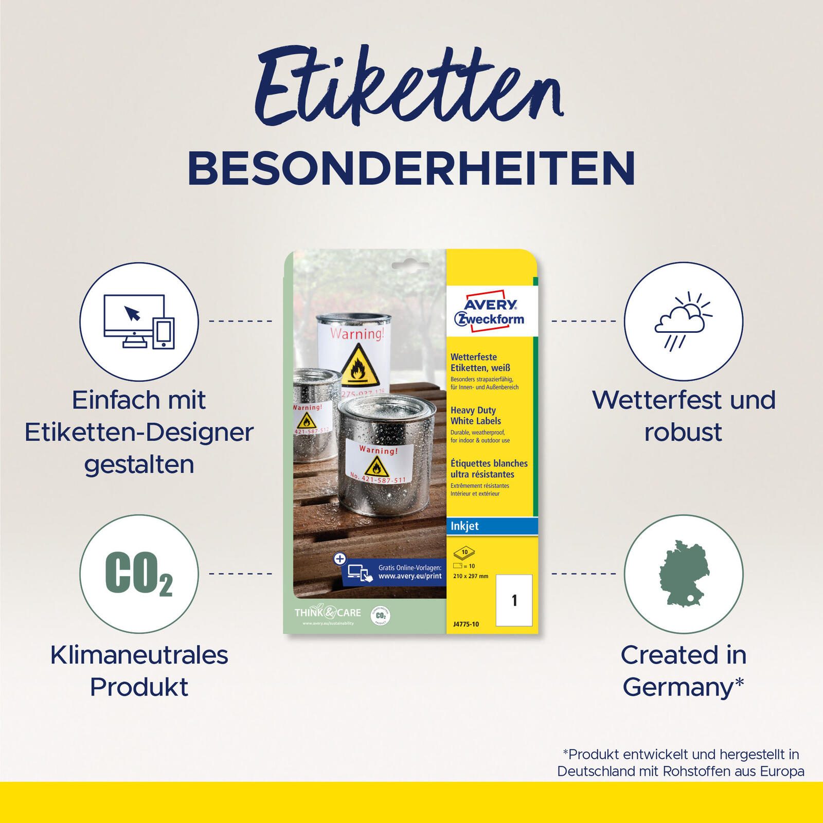 AVERY Zweckform wetterfeste Folienetiketten 63,5 x 33,9 mm
