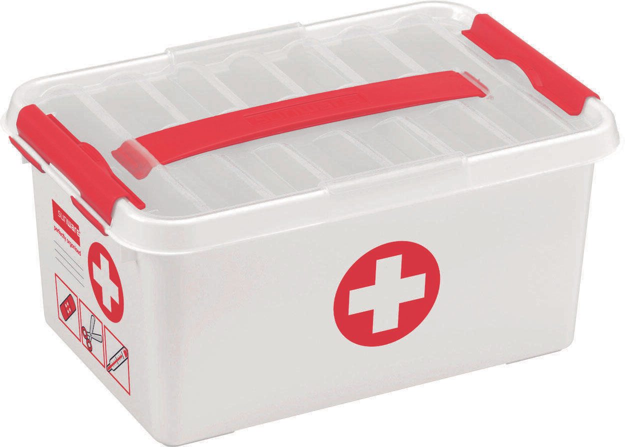 sunware® Erste-Hilfe-Box the q-line 6,0 l - 30,0 x 20,0 x 14,5 cm weiß/rot