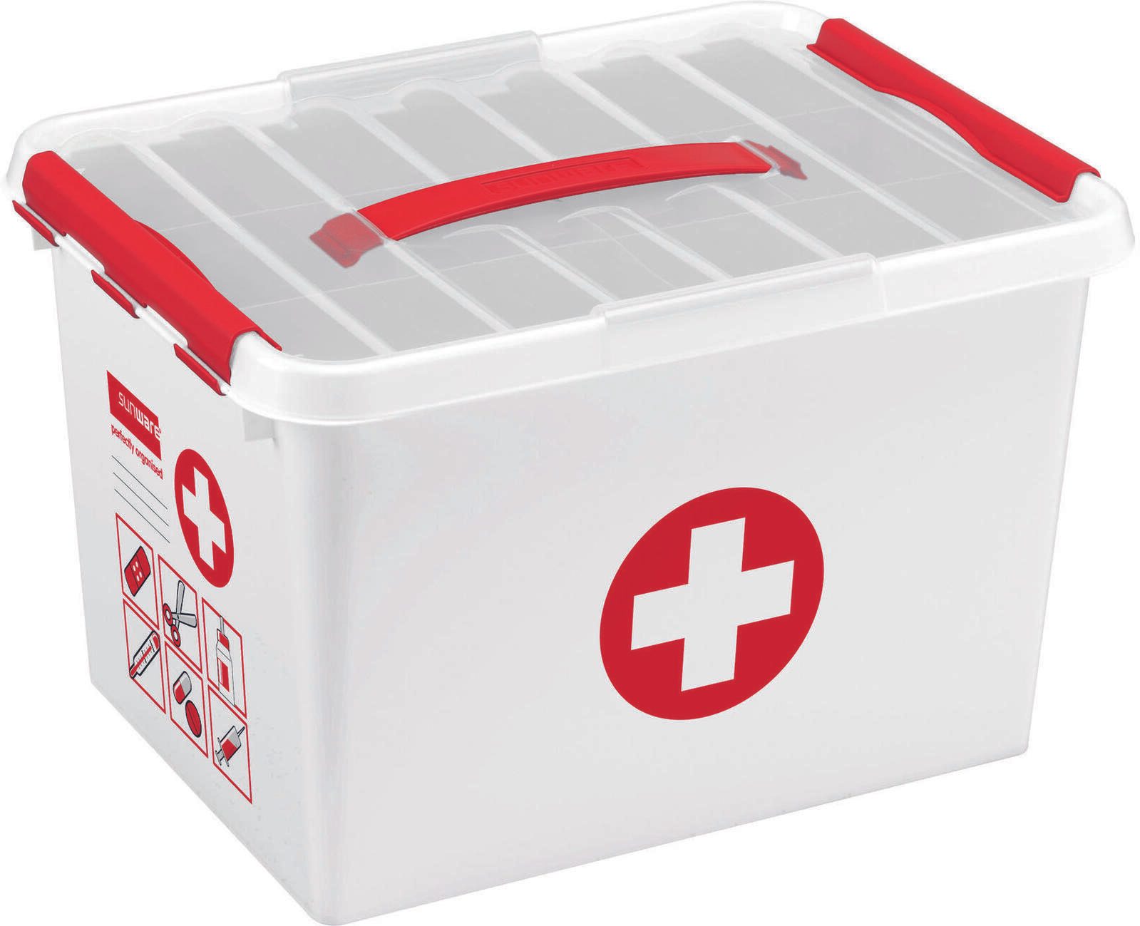 sunware® Erste-Hilfe-Box the q-line 22,0 l - 40,0 x 30,0 x 26,0 cm weiß/rot