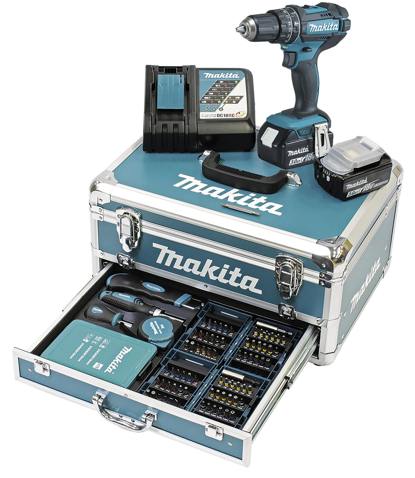 makita Akku-Schlagbohrschrauber-Set DHP482RFX9