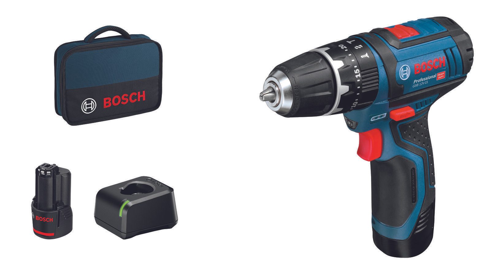 BOSCH Professional Akku-Schlagbohrschrauber-Set GSB 12V-15