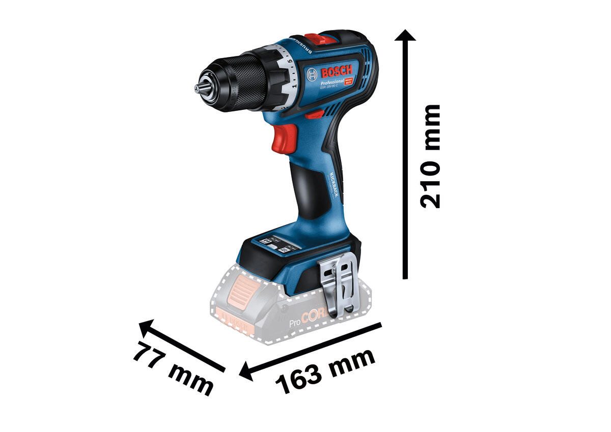 BOSCH Professional Akku-Bohrschrauber-Set GSR 18V-90 C