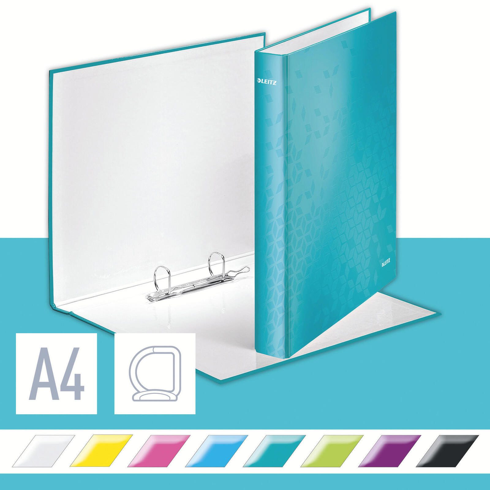 LEITZ Ringbuch 2-Ringe DIN A4 4 cm eisblau
