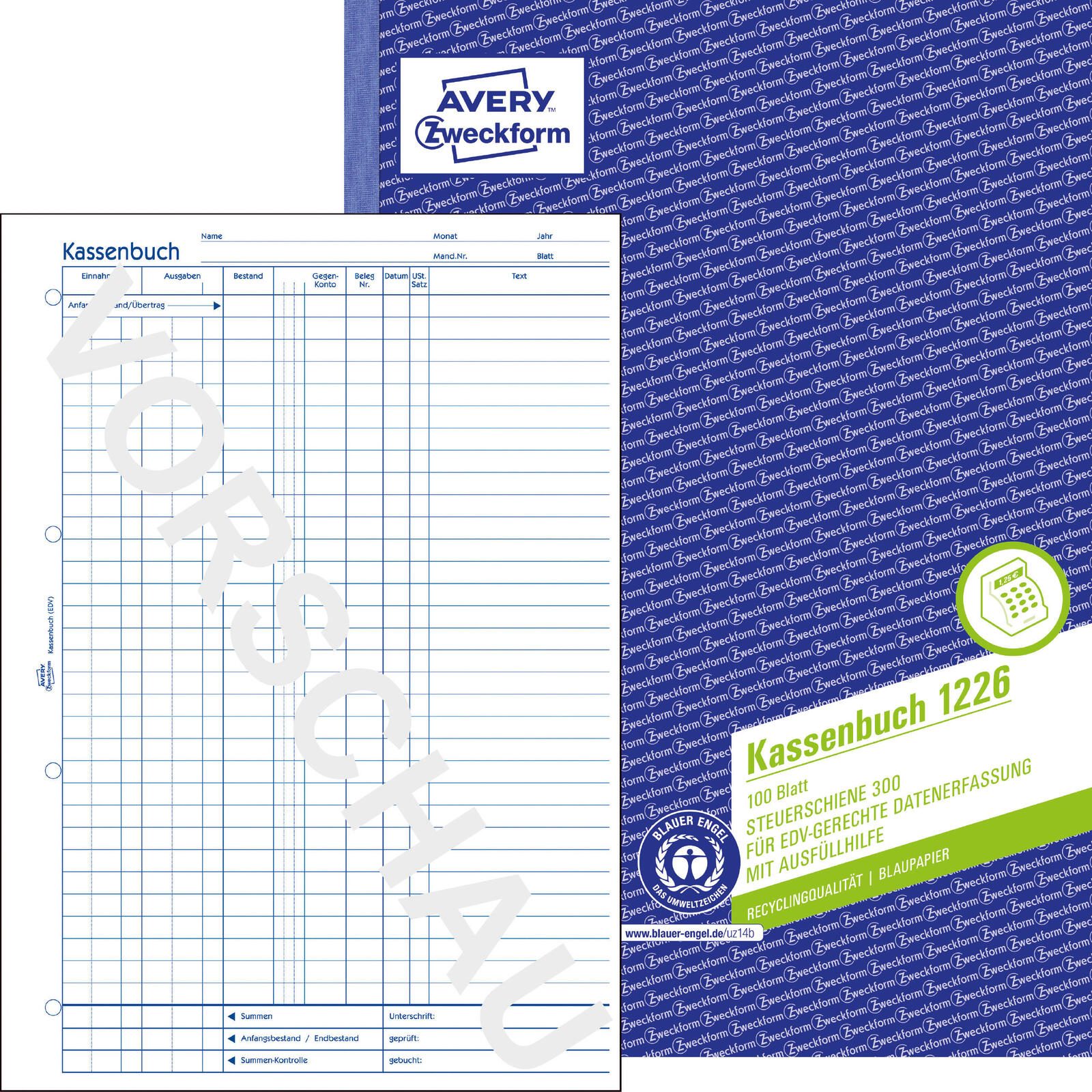 AVERY Zweckform Formularbuch Kassenbuch/EDV DIN A4 1x 100 Seiten