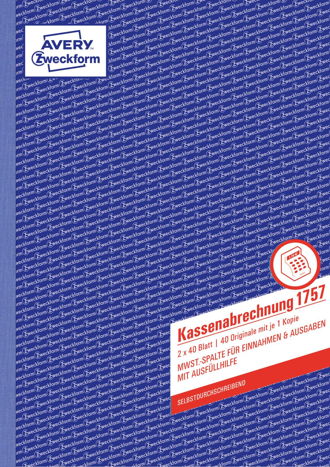 AVERY Zweckform Formularbuch Kassenbuch/EDV DIN A4 2x 40 Seiten